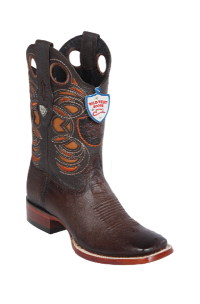 Wild West Botas de Panza de Avestruz Horma Square Toe Faded Brown