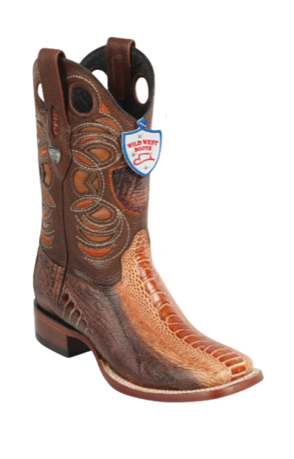 Wild West Botas de Pata de Avestruz Horma Square Toe Miel