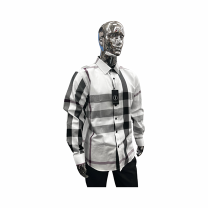 Camisa Casual de Cuadros Blancos Elegantes para Hombre