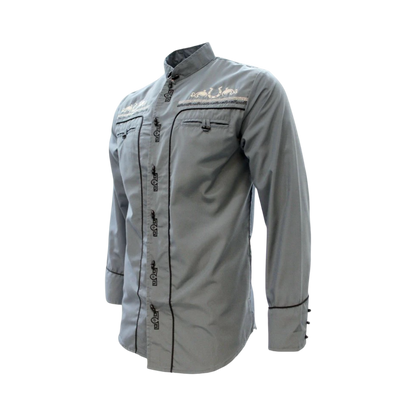 Camisas Charras Para Hombre Gris Obscuro Tradicional