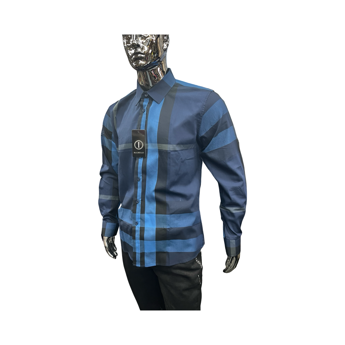 Camisa Casual de Cuadros Azul Bitono para Hombre