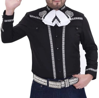 Camisa Charra para Hombre Negra Estilo Tradicional