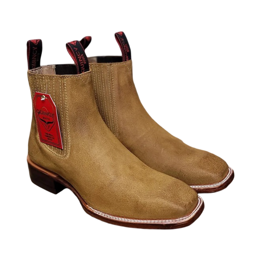 Botines Charros Quincy de Gamuza con Punta Cuadrada
