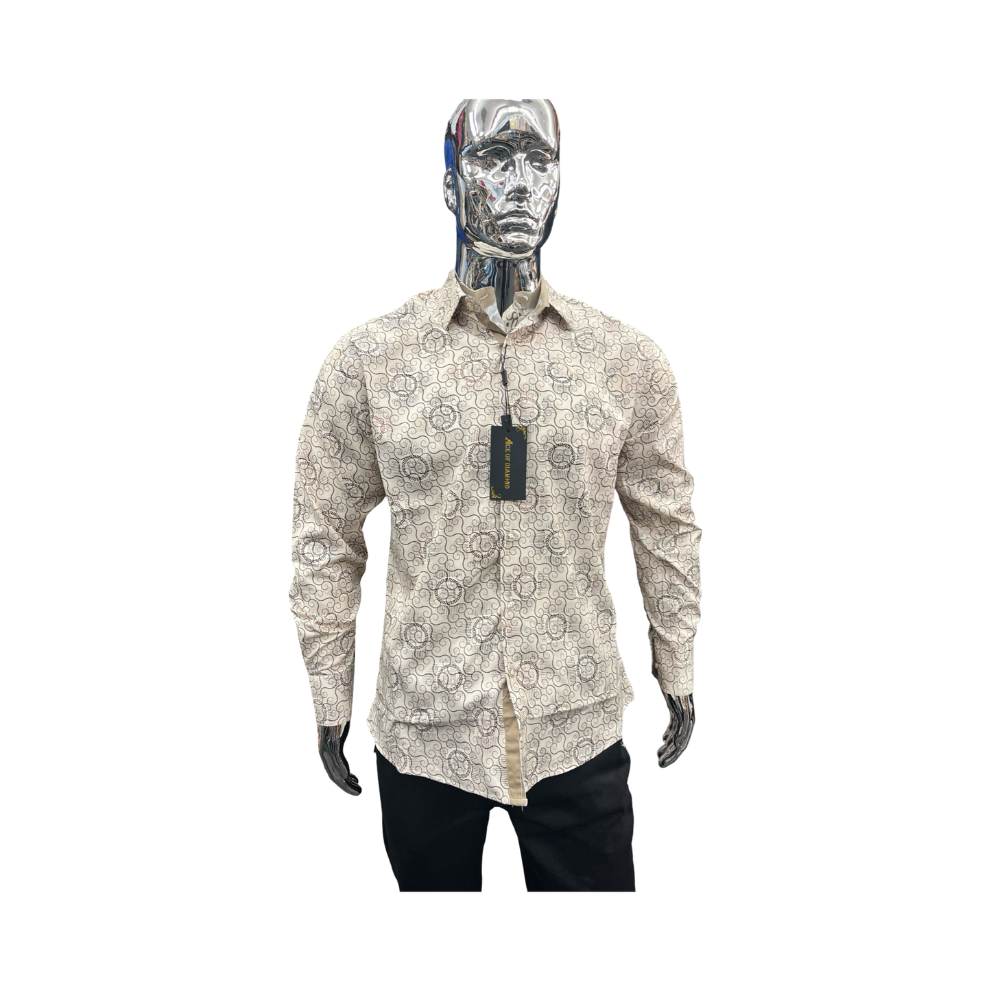 Camisa  blanco  con diseño oro Casual para Hombre - Liquidación