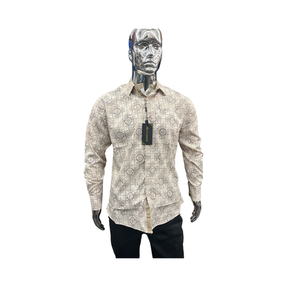 Camisa  blanco  con diseño oro Casual para Hombre - Liquidación