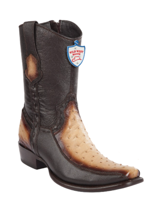 Wild West Botas de Avestruz Horma Dubai Toe Faded Orix