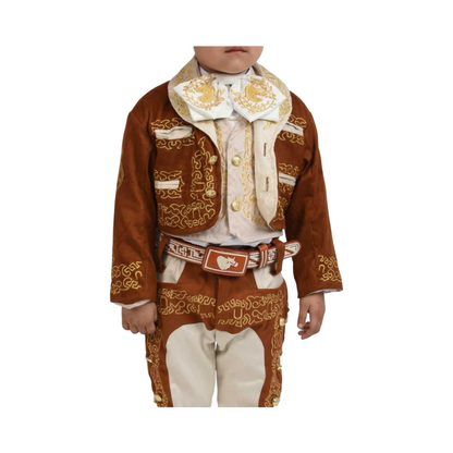Traje Charro para Niño Cafe con Beige 3 Piezas