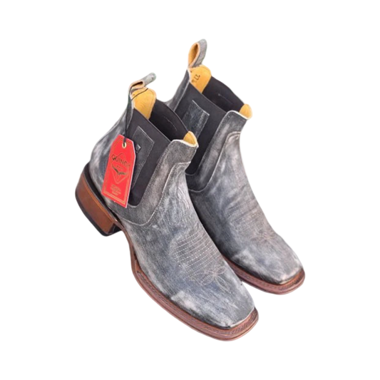 Botines Charros Quincy de Piel con Punta Cuadrada
