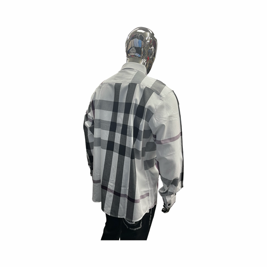 Camisa Casual de Cuadros Blancos Elegantes para Hombre