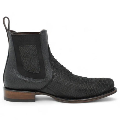 Botines Charros de Pitón Negro para Hombre | Vestigium