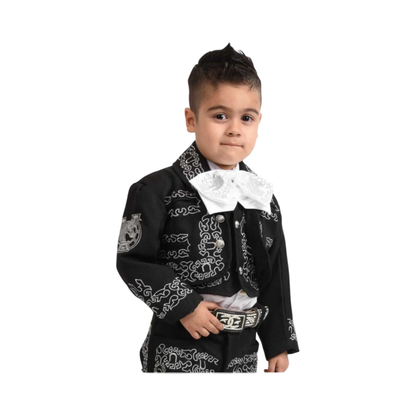 Traje Charro para Niño Negro con Blanco 3 Piezas