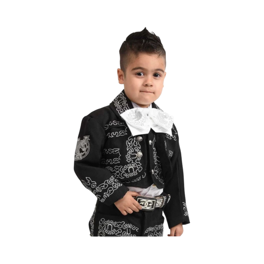 Traje Charro para Niño Negro con Blanco 3 Piezas