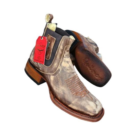 Botines Charros Quincy de Piel con Punta Cuadrada