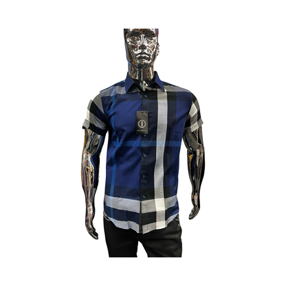 Camisa de Cuadros Azul Marino Casual para Hombre