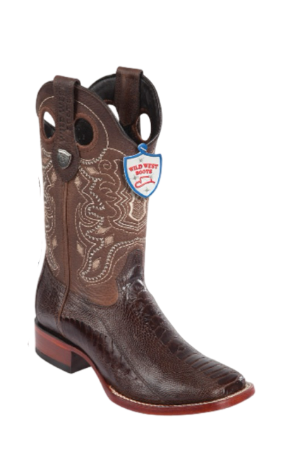 Wild West Botas de Pata de Avestruz Horma Square Toe Brown