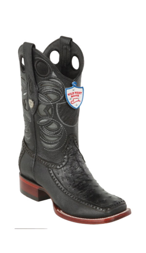 Wild West Botas de Avestruz Horma Dubai Toe Black