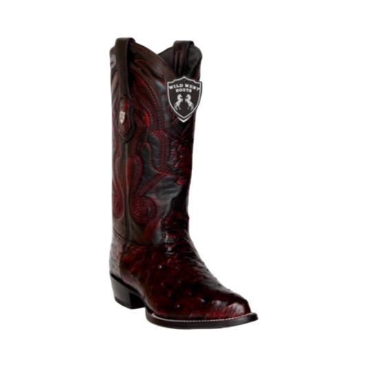 Botas de Avestruz Color Black Cherry – Horma Puntal Wild West