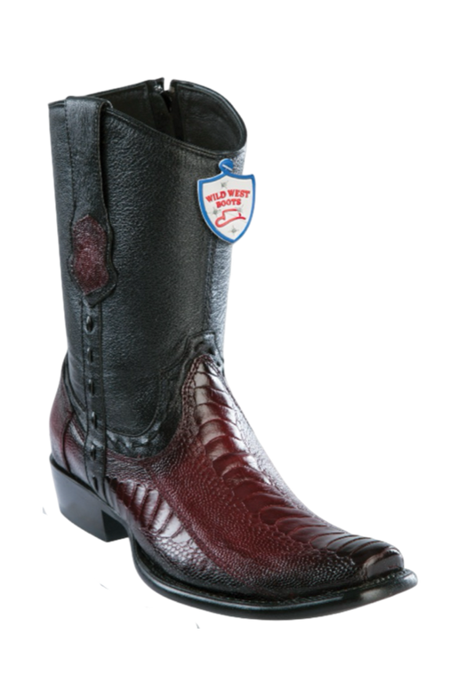 Wild West Botas de Pata de Avestruz Horma Dubai Toe Faded Burgundy