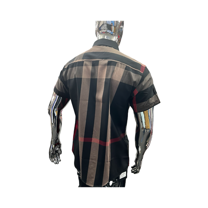 Camisa Casual de Cuadros Café Elegantes para Hombre