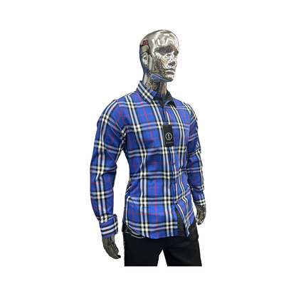 Camisa de Cuadros Azul Casual para Hombre - Liquidación