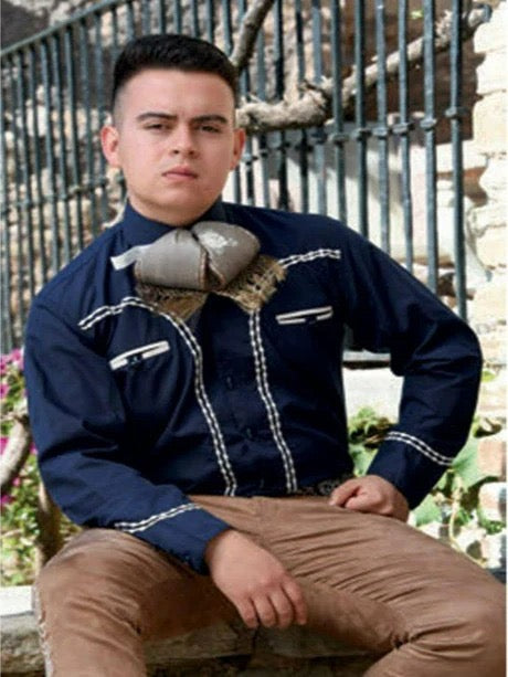 Camisas Charras Para Hombre Azul Marino con Blanco