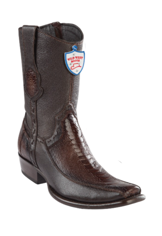 Wild West Botas de Pata de Avestruz Horma Dubai Toe Faded Brown