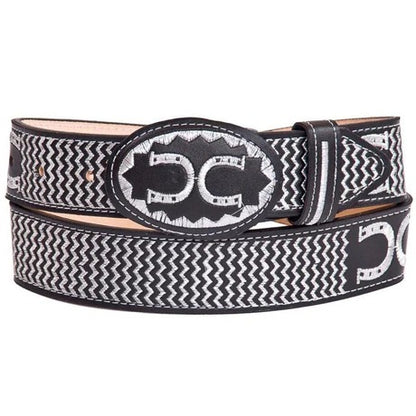 Cinto Charro Negro con Blanco Herradurras