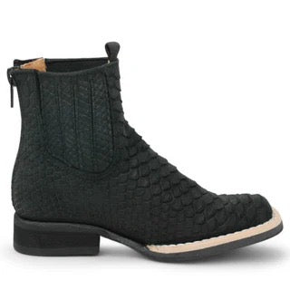 Botines Charros para Niño en Color Negro con Estampado Pitón