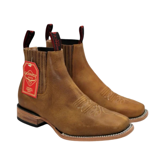 Botines Charros Quincy de Gamuza con Punta Cuadrada Q68B6350