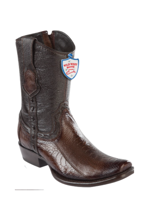 Wild West Botas de Pata de Avestruz Horma Dubai Toe Faded Brown