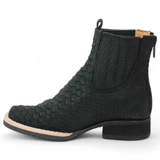 Botines Charros para Niño en Color Negro con Estampado Pitón