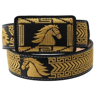 Cinto Charro Negro con Caballo en Oro