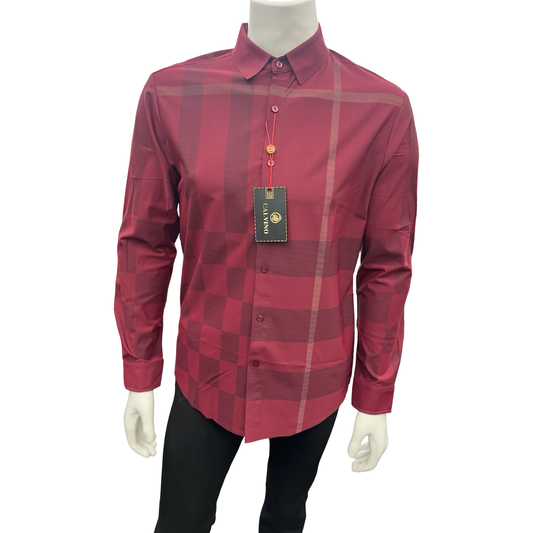 Camisa Vaquera de Cuadros Vino para Hombre | Estilo Casual Elegante