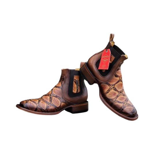 Botines Charros Quincy de Piel con Punta Cuadrada