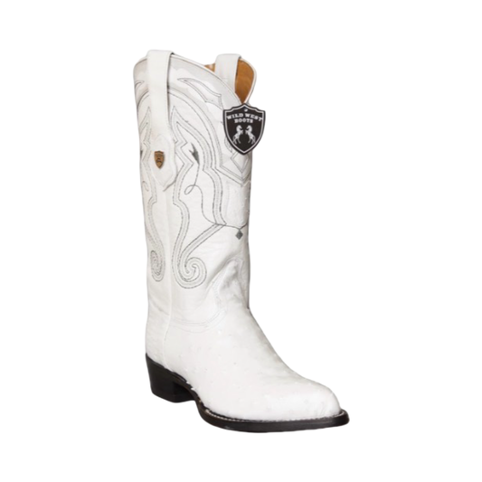 Botas de Avestruz Color Blanco – Horma Puntal Wild West Exóticas