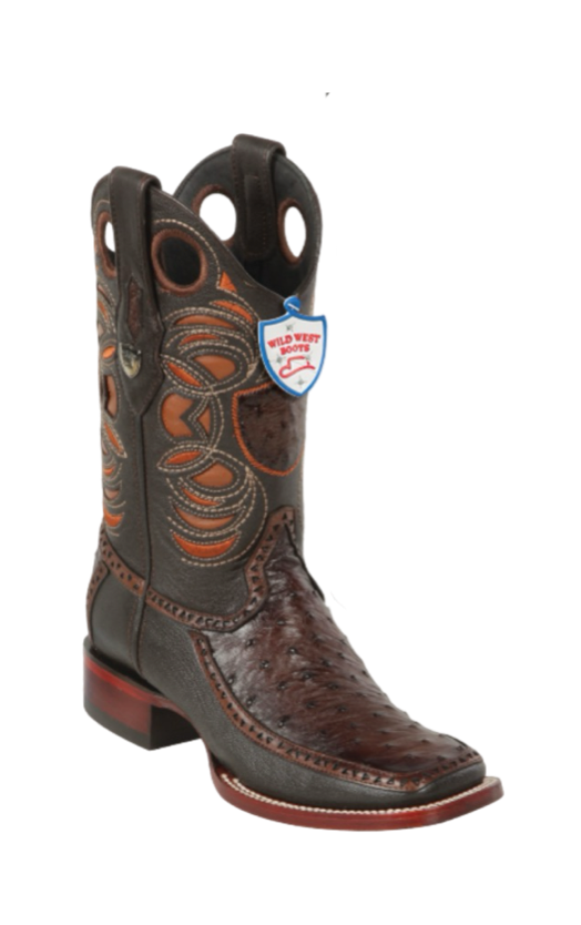 Wild West Botas de Avestruz Horma Dubai Toe Faded Brown