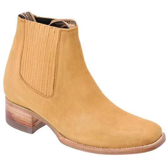 Botines Charros Cuadrado Paja para Hombre – Bota Ankle de Gamuza