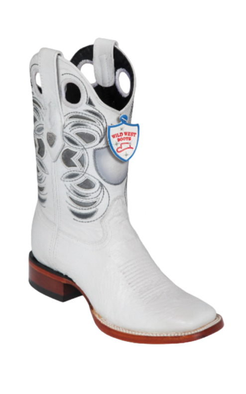 Wild West Botas de Panza de Avestruz Horma Square Toe White