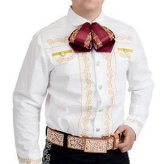 Camisas Charras Para Hombre Blanco con Amarillo