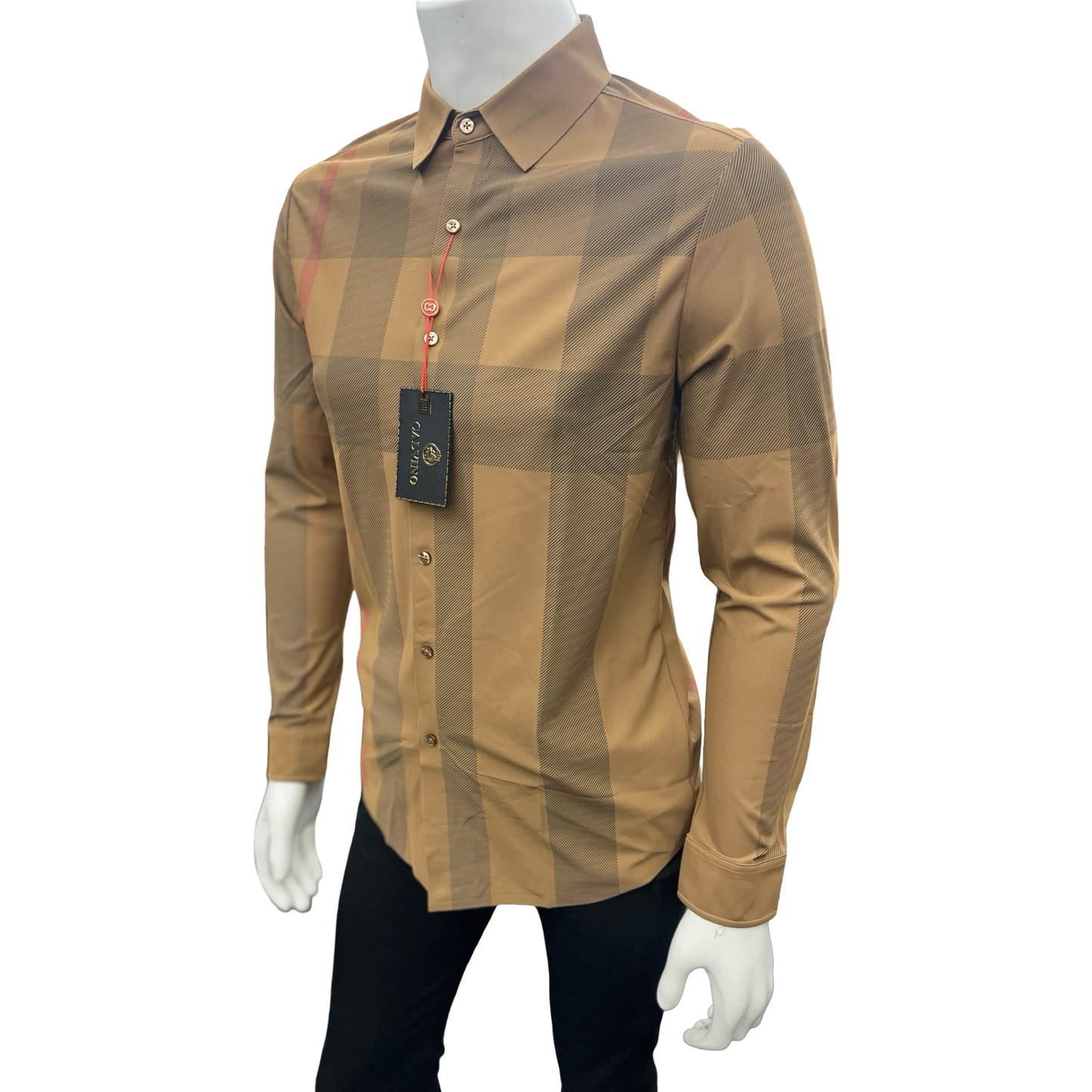 Camisa Vaquera de Cuadros Beige para Hombre | Estilo Casual Claro