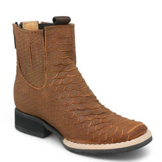 Botines Charros para Niño en Color Miel con Estampado Pitón