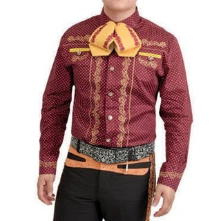 Camisa Charra para Hombre Color Vino – Tradicional Mexicana de Charro