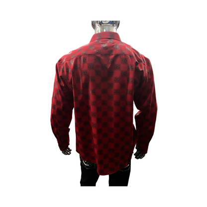 Camisa Rojo con Negro con diseño negro moderna para Hombre - Liquidación