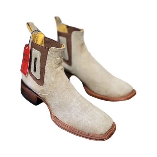 Botines Charros Quincy de Gamuza con Punta Cuadrada