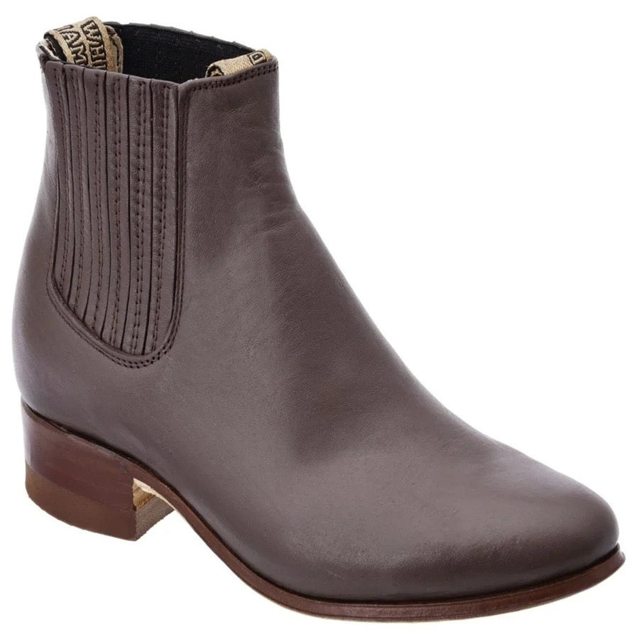 Brown ankle boot on a white background