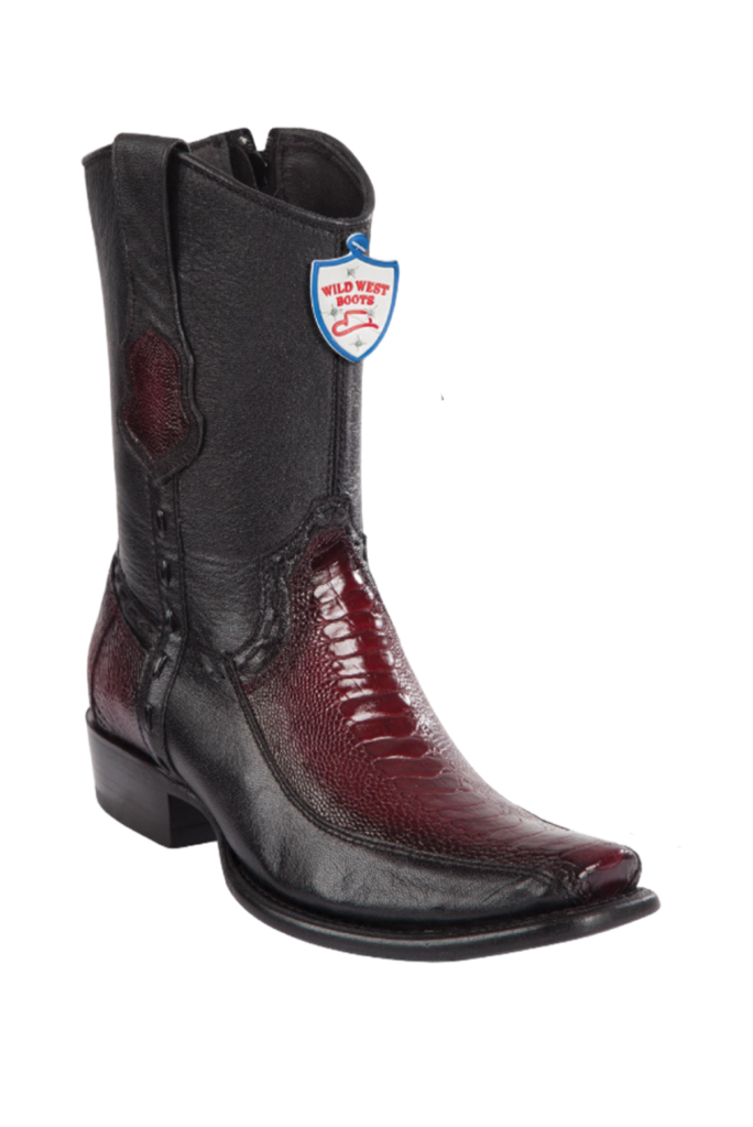 Wild West Botas de Pata de Avestruz Horma Dubai Toe Faded Burgundy