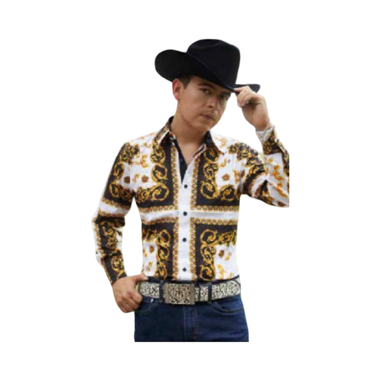 Camisa Fashion Blanca con Diseño de Cruz para Hombre