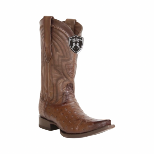 Botas de Avestruz Porto Brown – Horma Sniptoe Wild West Boots