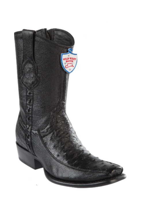 Wild West Botas de Avestruz Horma Dubai Toe Black