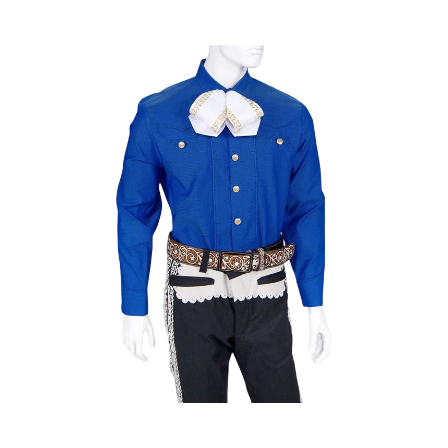 Camisa charra azul rey para hombre estilo charro tradicional